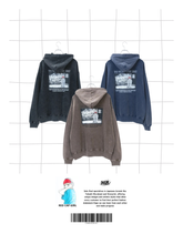 RED CAP GIRL Washed Back Print Zip Hoodie